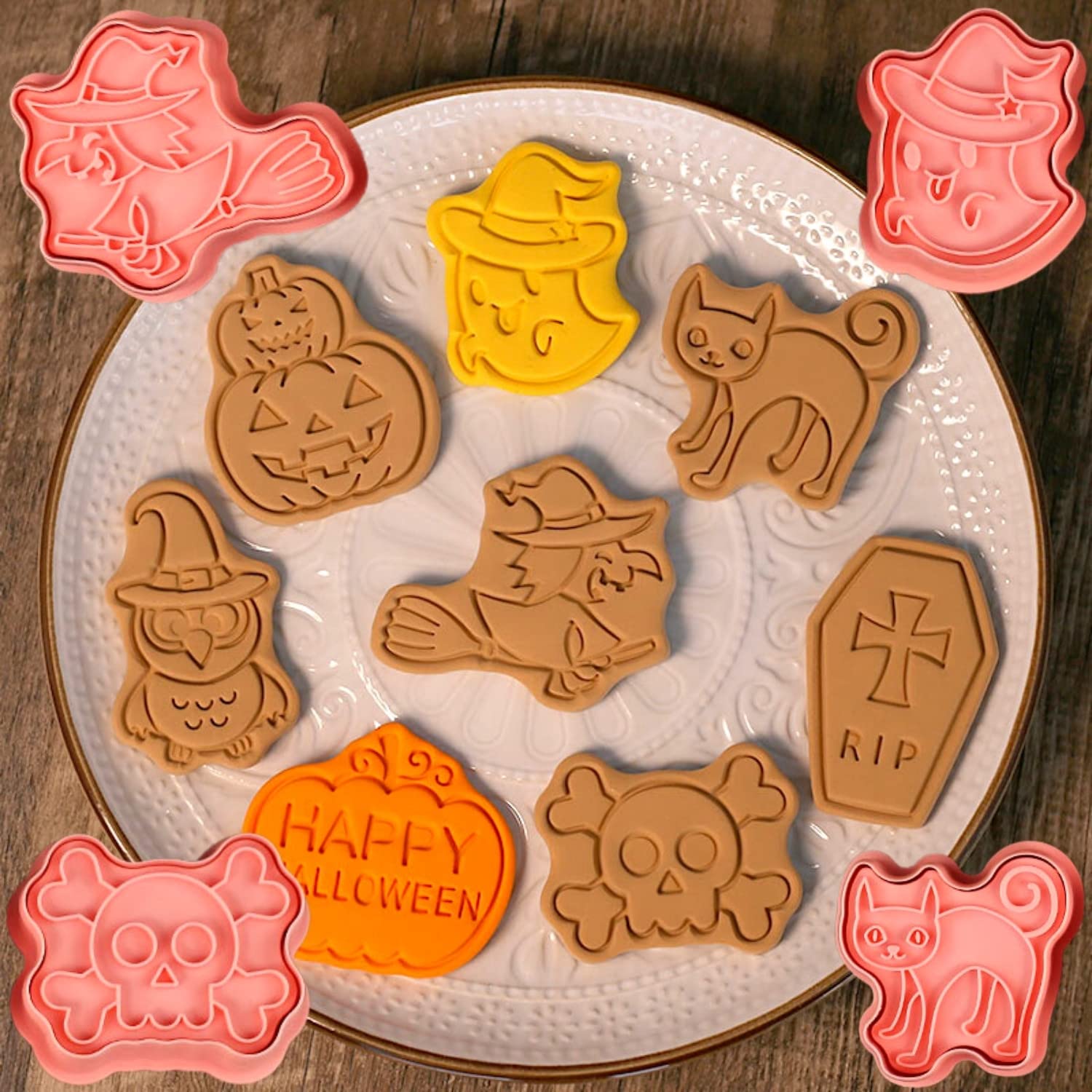 Amazon | Crethinkaty ハロウィンクッキーカッターセット 8個